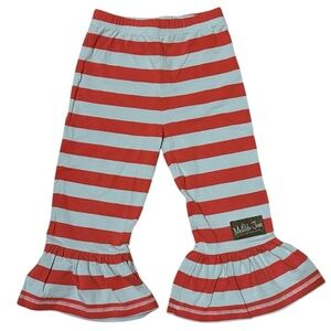 Matilda Jane Girls Red Blue Stripe Ruffle Bell Pants Size 4